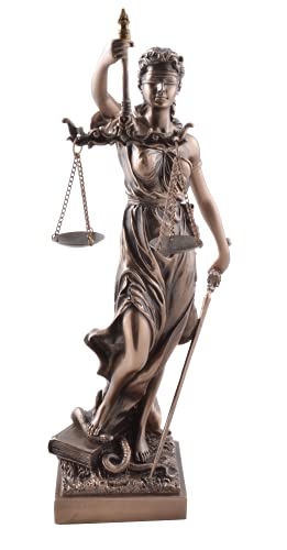 Veronese Justitia Figur Göttin der Gerechtigkeit mit Schwert und Waage bronziert von Veronese