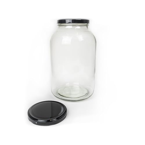Verpackungsstadl 2x Einmachglas 3680 ml mit Twist-Off 100 mm schwarz – Vorratsglas zum Einkochen, Fermentieren & Konservieren – Luftdicht & stabil (2 Stück) von Verpackungsstadl
