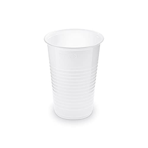 Verpackungsteam 1-PACK Trinkbecher Mehrzweckbecher Partybecher 300ml aus PP mit Eichstrich, Ø 78 mm, weiss, 300 Stück von FALAMBI