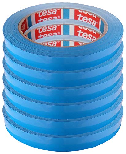 TESA Klebeband Markierungsband tesafilm 4204 PVC, 12mmx66m | Ideal für Tischabroller und Beutelverschlußmaschinen, 6 Rollen, Blau von Verpackungsteam