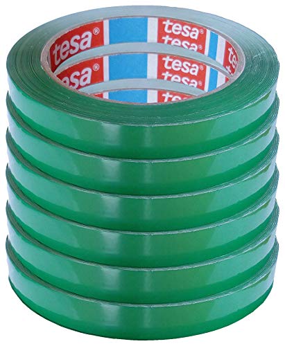 TESA Klebeband Markierungsband tesafilm 4204 PVC, 12mmx66m | Ideal für Tischabroller und Beutelverschlußmaschinen, 6 Rollen, Grün von Verpackungsteam