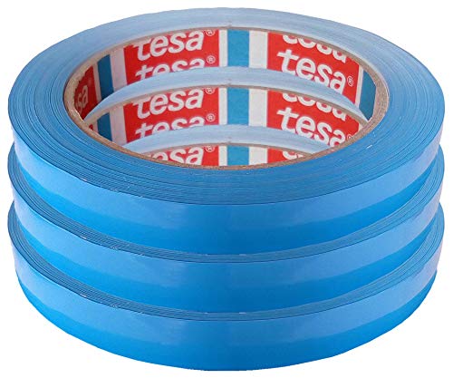 TESA Klebeband Markierungsband tesafilm 4204 PVC blau, 12mmx66m | Ideal für Tischabroller und Beutelverschlußmaschinen, 3 Rollen, Blau von FALAMBI