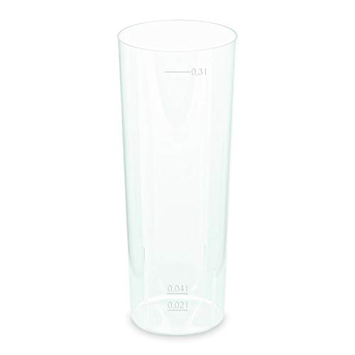 FALAMBI 1-PACK Mehrwegbecher Longdrink Trinkbecher Pfandbecher unzerbrechlich transparent PP Eichstrich 0,30 l Ø 5,9 cm, 50 Stück von FALAMBI