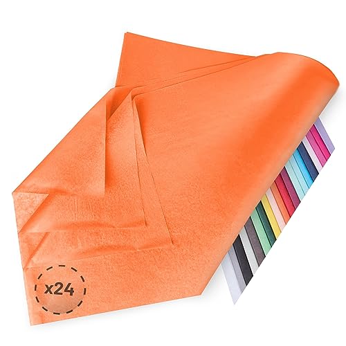 Verpackungswelt Seidenpapier 24 Blätter | 76x50 cm | Buntes Transparentpapier ideal als Verpackungsmaterial & Geschenkpapier | Papier zum Basteln |  Schöne Dekoration | Bastelpapier in Orange von Verpackungswelt