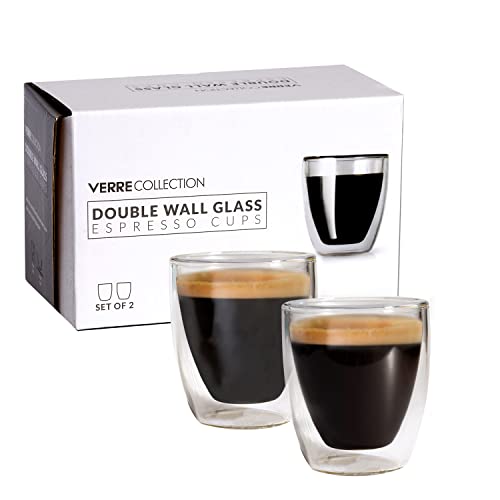 Verre Collection Espressotassen 2er Set – Doppelwandige Espressogläser – Espressotasse - Espresso Gläser - Doppelwandige Kaffeegläser - Espresso Tassen - Thermogläser doppelwandig 80 ml von Verre Collection