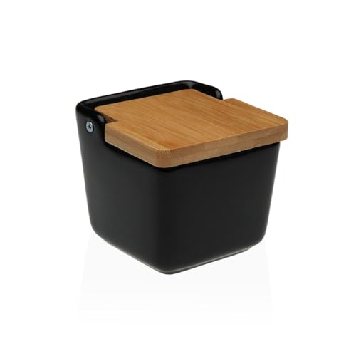 Salzstreuer mit Deckel Versa schwarz Keramik 8,8 x 8,5 x 8,8 cm - Marke: Versa - EAN: 8420327567932 von Versa
