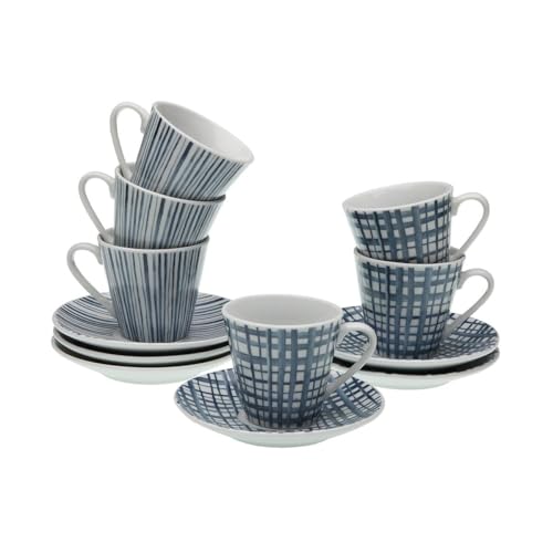 Tassenset mit Untertassen Versa Blau Porzellan - Marke: Versa - EAN: 8420327571014 von Versa