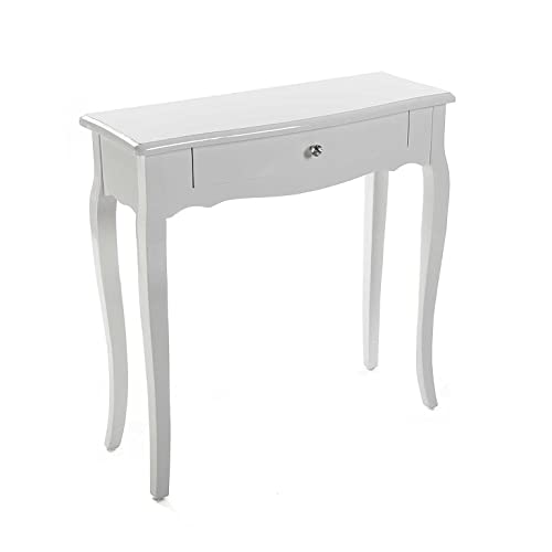 Versa Cagliari Schmales Möbelstück für den Eingangsbereich oder Flur, Moderner Konsolentisch, mit 1 Schublade, Maßnahmen (H x L x B) 80 x 30 x 80 cm, Holz, Farbe: Weiß von Versa