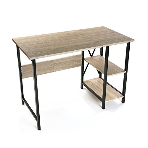 Versa Cardiff Schreibtisch für den Computer, Arbeitstisch Kompakter tisch Büro, Klappbar, Maßnahmen (H x L x B) 55 x 108,5 x 15 cm, Holz und Metall, Farbe: Braun von Versa