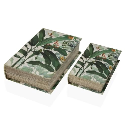 Versa Dekorative Box Buch Tropische Leinwand Holz MDF 7 x 27 x 18 cm von Versa