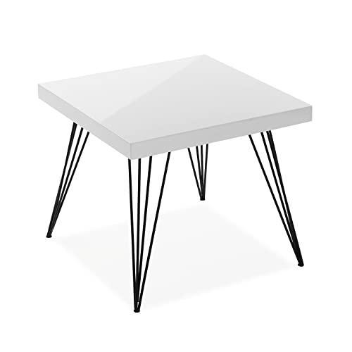 Versa Denver Beistelltisch für das Wohnzimmer, Schlafzimmer oder die Küche. Moderner, niedriger Tisch, Maßnahmen (H x L x B) 43 x 50 x 50 cm, Holz und Metall, Farbe: Weiß von Versa