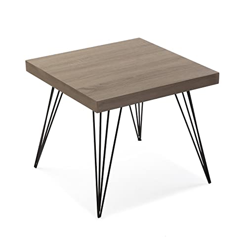 Versa Denver Beistelltisch für das Wohnzimmer, Schlafzimmer oder die Küche. Moderner, niedriger Tisch, Maßnahmen (H x L x B) 43 x 50 x 50 cm, Holz und Metall, Farbe: Braun und Schwarz von Versa