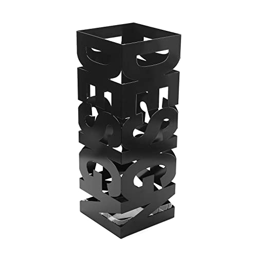 Versa Design Schirmständer für Eingang, Raum oder Halle, moderner Schirmhalter, Maßnahmen (H x L x B) 52 x 19 x 19 cm, Metall, Farbe: Schwarz von Versa