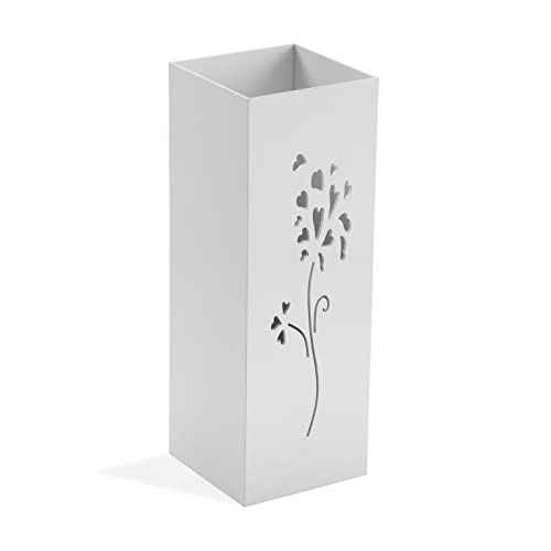 Versa Flowers Schirmständer für Eingang, Raum oder Halle, moderner Schirmhalter, Maßnahmen (H x L x B) 22 x 22 x 1,5 cm, MDF, Farbe: Weiß von Versa