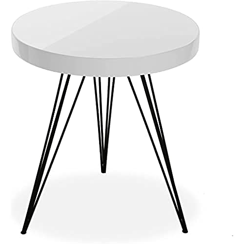 Versa Fontana Beistelltisch für das Wohnzimmer, Schlafzimmer oder die Küche. Moderner, niedriger Tisch, Maßnahmen (H x L x B) 55 x 51 x 51 cm, Holz und Metall, Farbe: Weiß von Versa