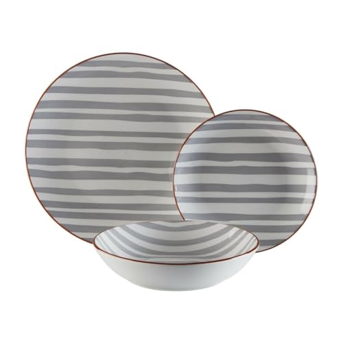 Versa Geschirrset Venedig, 18-teilig, Grau, Porzellan von Versa