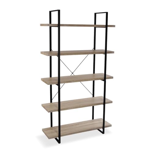 Versa Helsinki Möbel für das Wohnzimmer, Zusatzmöbel, Regale zur Organisation mit 5 Ablagen, Maße (H x L x B) 179 x 100 x 33 cm, Holz und Metall, Braun von Versa