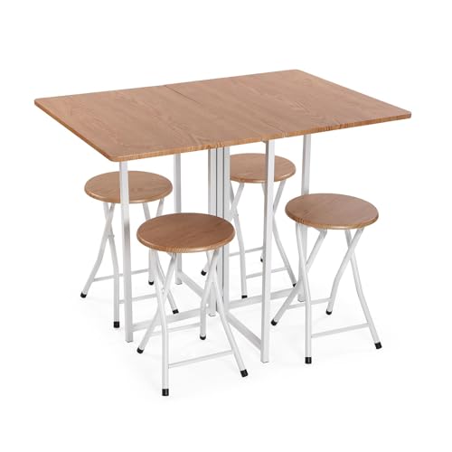 Versa Klapptisch und 4 Stühle Set, Moderner Stil, 75x100x70 cm, Holz, Heller Holzton von Versa