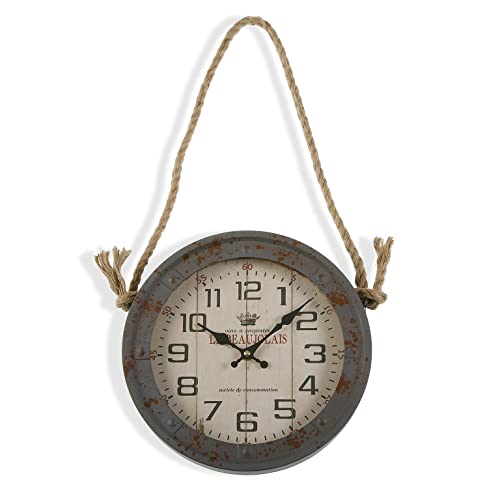 Versa Lamiako Dekorative Wanduhr für Küche, Wohnzimmer, Esszimmer oder Schlafzimmer, Maße (H x L x B) 27,7 x 6,3 x 27,7 cm, Metall und Glas, Grau und Beige von Versa