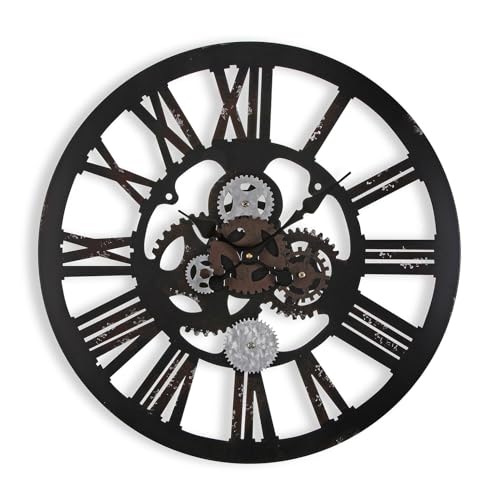 Versa Louisville Dekorative Wanduhr für die Küche, das Wohnzimmer, Esszimmer oder Schlafzimmer, Maßnahmen (H x L x B) 59 x 4 x 59 cm, Metall, Farbe: Schwarz von Versa