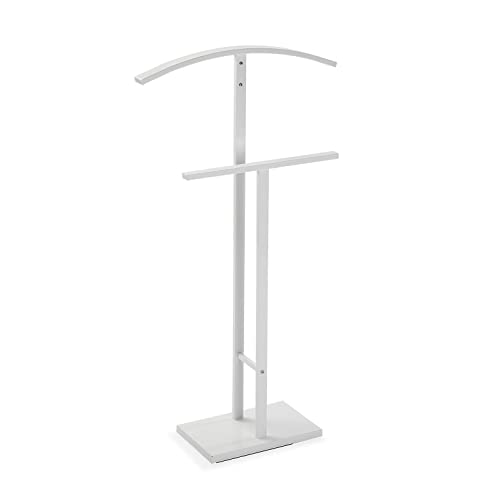 Versa Lund Moderner und multifunktionaler Herrendiener mit 2 Haken oder Aufhängern für Männer- oder Damenkleidung, Maßnahmen (H x L x B) 100 x 20 x 52 cm, Stahl, Farbe: Weiß von Versa