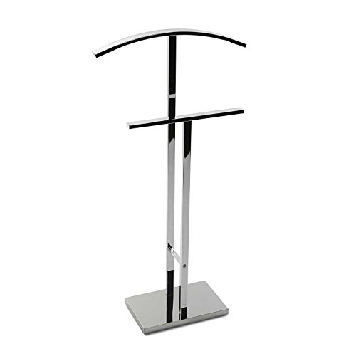 Versa Lund Moderner und multifunktionaler Herrendiener mit 2 Haken oder Aufhängern für Männer- oder Damenkleidung, Maßnahmen (H x L x B) 100 x 20 x 52 cm, Stahl, Farbe: Silber von Versa