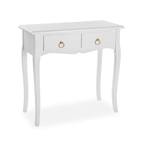 Versa Lyon-Konsole im provenzalischen Stil, Maße (H x L x B) 77 x 35 x 80 cm, Weiß von Versa