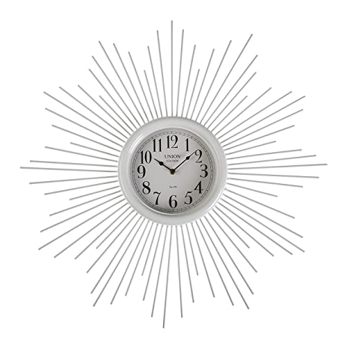 Versa Maputo Dekorative Wanduhr für die Küche, das Wohnzimmer, Esszimmer oder Schlafzimmer, Maßnahmen (H x L x B) 6,5 x 68 x 1,9 cm, Metall, Farbe: Weiß von Versa