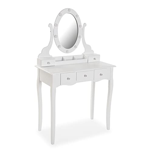 Versa Mariah Tocador Maquillaje Con Espejo y Cajones. Tocador Estilo Antiguo Clásico, Medidas (Al x L x An) 137 x 40 x 80 cm, Madera y Espejo, Color Blanco von Versa