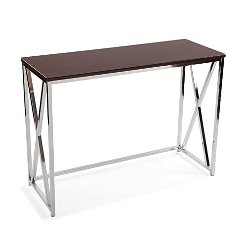 Versa Modena Schmales Möbelstück für den Eingangsbereich oder Flur, Moderner Konsolentisch, Maßnahmen (H x L x B) 76 x 40,5 x 106,5 cm, Holz und Metall, Farbe: Braun von Versa