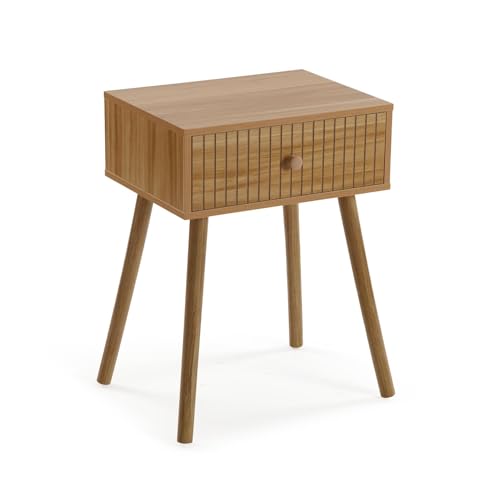 Versa Nachttisch Ahedo, Moderner Stil, 55x40x30 cm, MDF & Metall, Natürliche Holzfarbe Versa Nachttisch Ahedo, Moderner Stil, 55x40x30 cm, MDF & Metall, Natürliche Holzfarbe von Versa