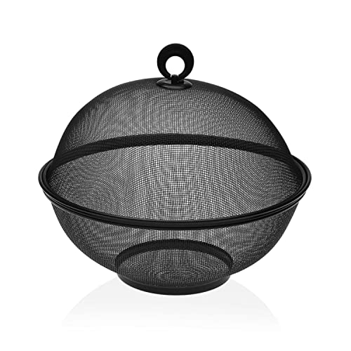 Versa Obstschale mit Metalldeckel der Marke, Schwarz (28 x 28 x 28 cm) von Versa