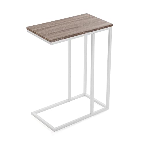 Versa Padua Beistelltisch für das Wohnzimmer, Schlafzimmer oder die Küche. Moderner, niedriger Tisch, Maßnahmen (H x L x B) 61 x 26 x 46 cm, Holz und Metall, Farbe: Braun und weiß von Versa