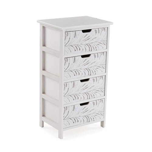 Versa Palmenkommode mit 4 Schubladen, moderner tropischer Stil, 73 x 40 x 29 cm, MDF-Holz, weiß von Versa