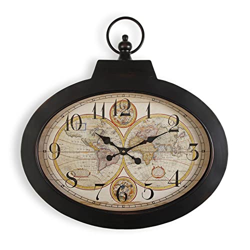 Versa Pangea Dekorative Wanduhr für die Küche, das Wohnzimmer, Esszimmer oder Schlafzimmer, Maßnahmen (H x L x B) 63 x 6 x 60 cm, Metall, Farbe: Schwarz von Versa