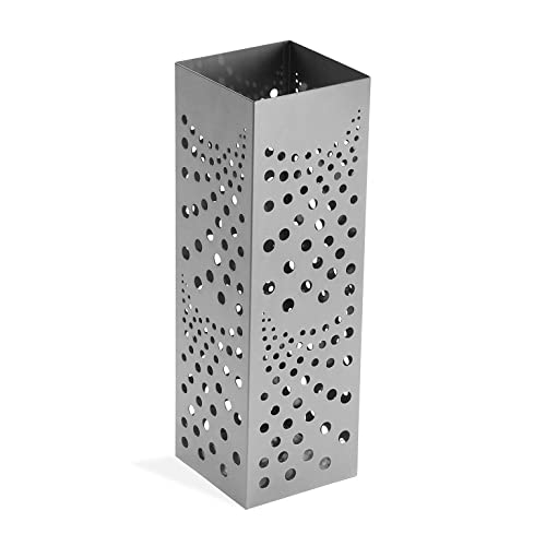 Versa Polka Schirmständer für Eingang, Raum oder Halle, moderner Schirmhalter, Maßnahmen (H x L x B) 49 x 15,5 x 15,5 cm, Metall, Farbe: Grau von Versa