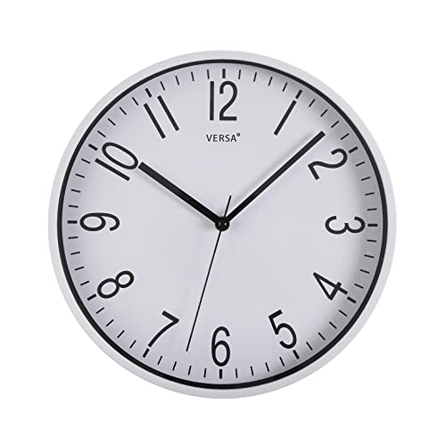 Versa Raven Wanduhr - Leiser und dekorativer, für Küche, Wohn- oder Esszimmer - leicht ablesbar, Maßnahmen (H x L x B) 30 x 4,3 x 30 cm, Polypropylen, Farbe: Weiß und Schwarz von Versa