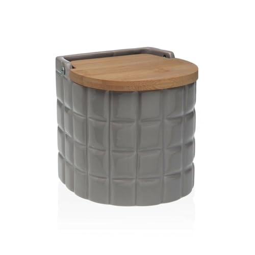 Versa Salzstreuer mit Deckel, kariert, grau, Keramik, Bambus, Dolomite, 11 x 11 x 11 cm, Marke: EAN: 8420327541567 von Versa