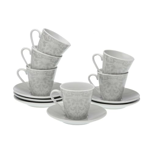 Versa Set von 6 Damast Kaffeetassen Porzellan von Versa