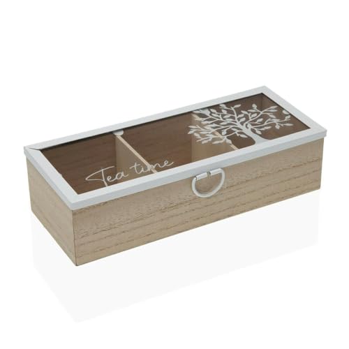 Versa Teebox Baum Metall Holz MDF 23,5 x 6 x 10 cm von Versa