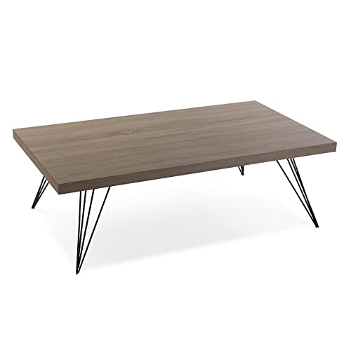 Versa Texas Niedriger Couchtisch, Couchtisch für das Wohnzimmer, Maßnahmen (H x L x B) 38 x 120 x 70 cm, Holz und Metall, Farbe: Braun und Schwarz von Versa