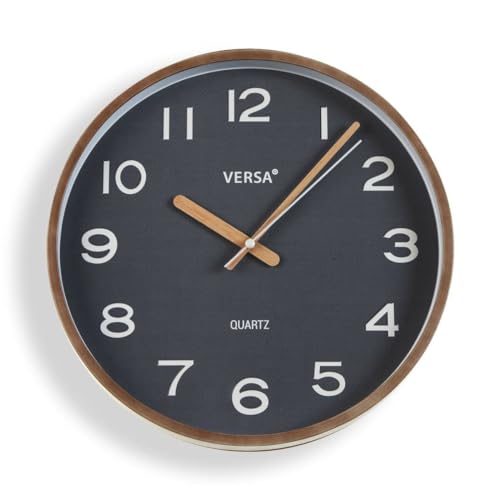 Versa Wanduhr Grau Kunststoff Quarz 4,3 x 30 x 30 cm von Versa