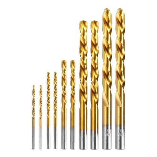 10-teiliges Bohrer-Set, Hochgeschwindigkeitsstahlbohrer-Set, Linkshänder, für Metall, Holz, Kunststoff von VersaGenius