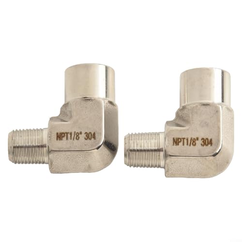 2 Stück 90-Grad-Winkel, 1/8 NPT Stecker auf 1/8 NPT Buchse, geschmiedeter 304 Edelstahl für zuverlässige Rohrverbindungen von VersaGenius