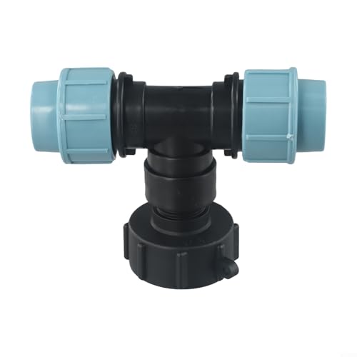 S60X6 Garten IBC Tankadapter Anschluss Kraftstofftankdeckel-Adapter Grobgewinde passend für 20/25/32 mm PE-Rohre Wassertankzubehör (T-Auslass 32 mm) von VersaGenius