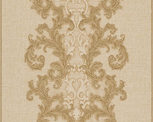 Versace wallpaper Vliestapete Baroque & Roll Luxustapete mit Ornamenten barock 10,05 m x 0,70 m beige metallic Made in Germany 962322 96232-2 von A.S. Création