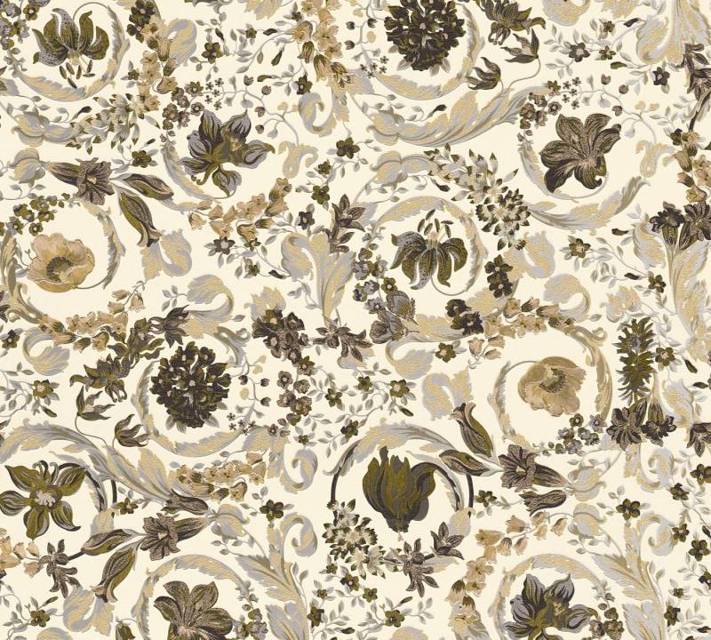 Versace Vliestapete Wallpaper Versace 5 Floral, leicht strukturiert, abstrakt, gemustert, leicht glänzend, (1 St), Designertapete Tapeten Wohnzimmer Schlafzimmer Küche Flur Design Optik von Versace