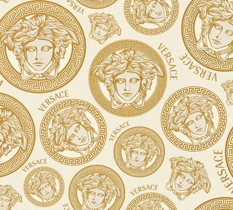 Versace Vliestapete Wallpaper Versace 5 Medusakopf, leicht strukturiert, abstrakt, gemustert, leicht glänzend, (1 St), Designertapete Tapeten Wohnzimmer Schlafzimmer Küche Flur Design Optik von Versace