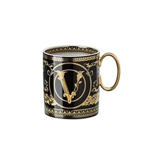 Versace by Rosenthal - Becher, Henkelbecher - Virtus Gala Black - Porzellan - schwarz, gold - 300 ml von Versace