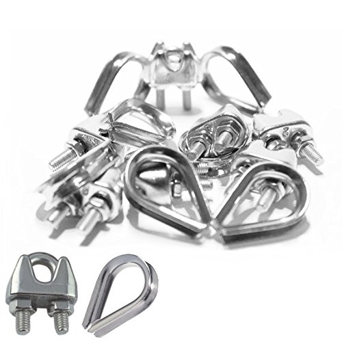 5 Stück Drahtseilklemme mit Kausche aus Edelstahl A4 Seilklemmen Bügelklemme Seilöse im Set (Seil Ø 4 mm) von Versandbox24